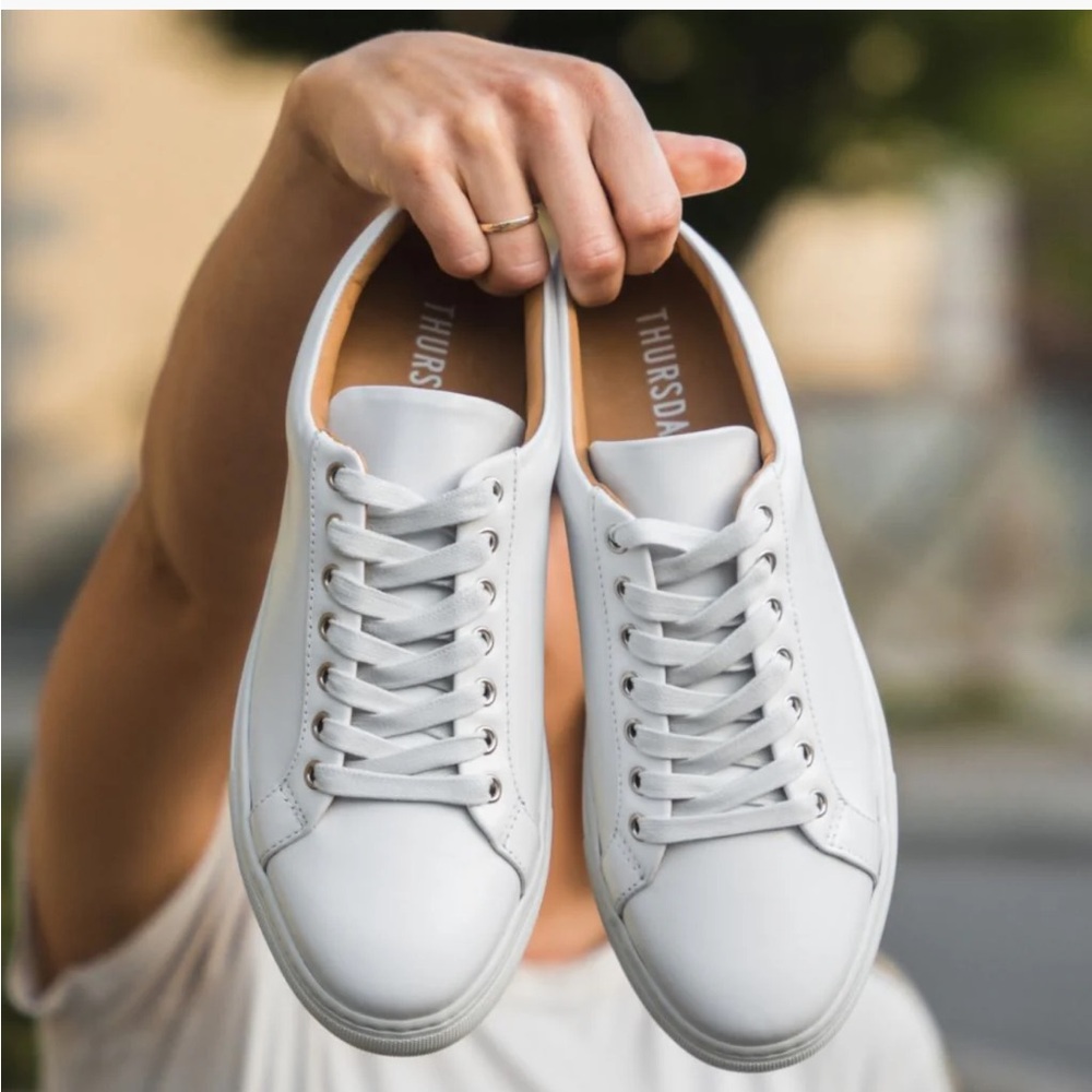 Thursday Boot Company Women’s Premier Low Top White Italian Leather Shoes - Picture 3 of 16